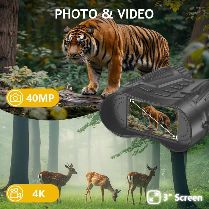 Tizycod Night Vision Binoculars for Adults, 4K HD Night Vision Goggles with Video Recording, Gift for Men, Boys, Father's Day, Christmas for Outdoor Night Adventure, Wildlife Watching (Grayish Black) - Image 5